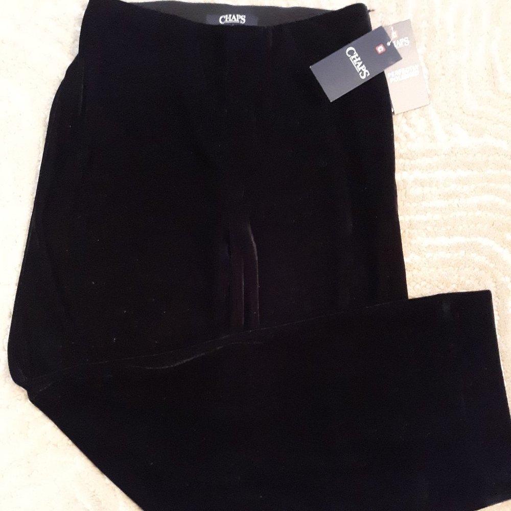 Ralph Lauren Chaps NWT Stretch Velvet Black Full Leg Pants sz 6